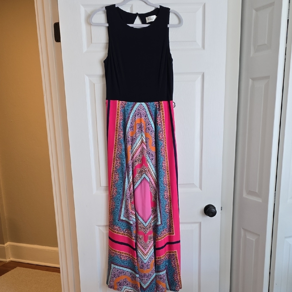 Eliza J navy and Pink Sleeveless Maxi Sundress